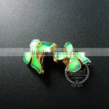 16mm*14mm Gold Plated Alloy Green Enameled Butterfly DIY Metal Beads Jewelry Supplies 3000041