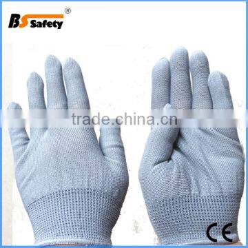 BSSAFETY gray and black color polyester nylon working glove no coating