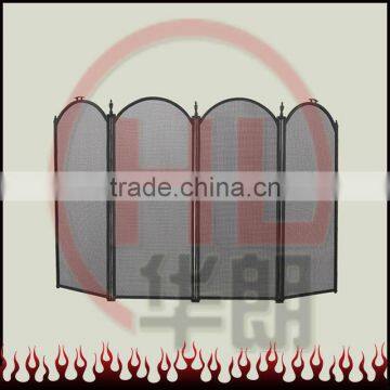 4 folding steel mesh tradition firescreen with black finished