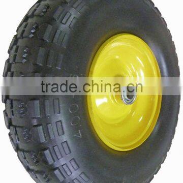 13 Inch 4.00-6 FLAT FREE PU Wheel With Metal Rim for Wheelbarrows Tool Carts photo-3