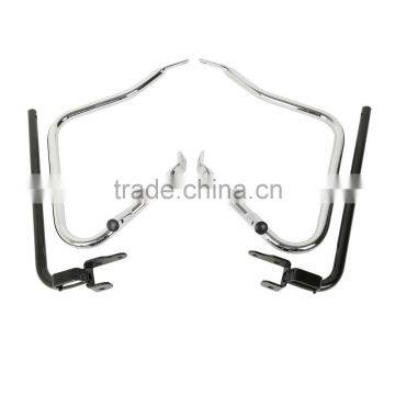 Black Chrome Saddlebag Bracket Set For Electra Glide FLHT 14-17