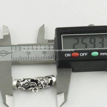 Long Curbe Tube Silver Spacer Tube Beads With Fish Pattern photo-5