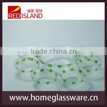7pcs/set Glass Salad Bowl With Hand Painted photo-6