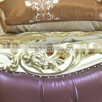 European Style King Size Bed, Elegant Purple Wood Carving Bed, Royal Bedroom Furniture Set (BF01-ML027) photo-5