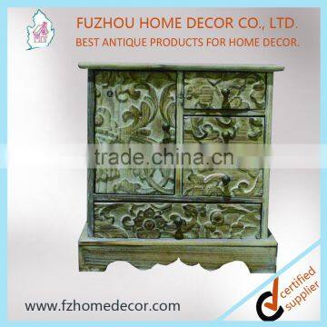 Antique Wooden Carved Case With Drawers, Wooden Carved Jewel Box photo-2