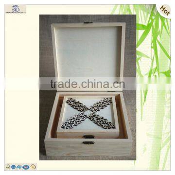 Set Three Unfinished Laser Engraved Hinged Wood Boxes