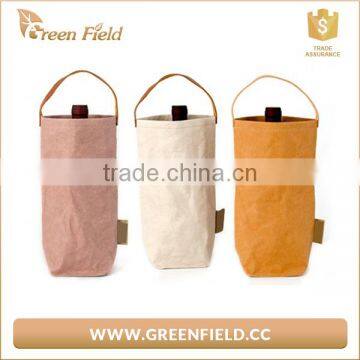 Green Field Washable Kraft Paper Single Wine Bottle Cooler Bag photo-5