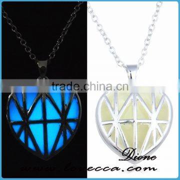 Nigh Light Magical Aqua Blue Hallow Heart Pendant Luminous photo-6