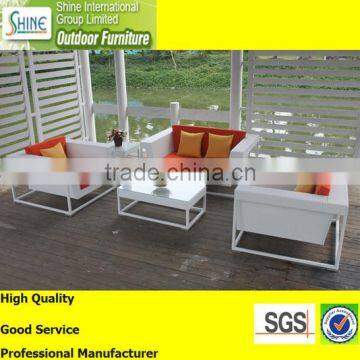 C831 5 Pcs White Rattan Fashion Outdoor Aluminum Synthetic Rattan Furniture Set Rattan Sofa Set