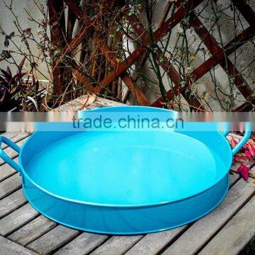 Fancy Round Colorful Printed Custom Metal Tin Dinner Plate Tin Tray Antislip Bar Serving Tin Trays photo-3