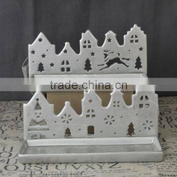 Christmas indoor decoration tealight plate holder silver colour wholesale