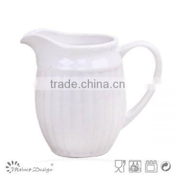 Delicate White Color Emboss Ceramic Dinner Set With Vertical Stripe Decoration photo-2