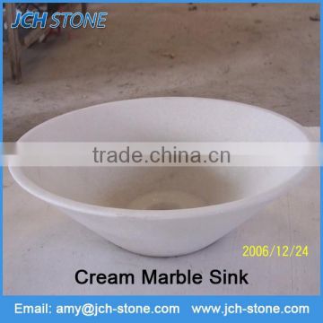 Cream marble stone bathroom hand washing sink