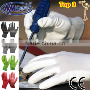 NMSAFETY workers gloves / white pu safety assemble use glove