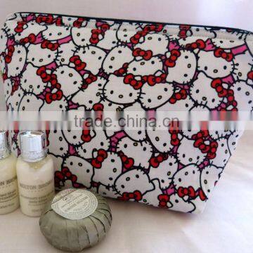 Cute Ketty Cat Wash Bags/fashion Cotton Cat Cosmetic Bags / Recycled Pink Makeup Handbags photo-5