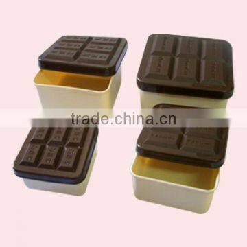 4 in 1 Lovely Chocolate Shape Plastic Airtight Box Set /Crisper Box Set