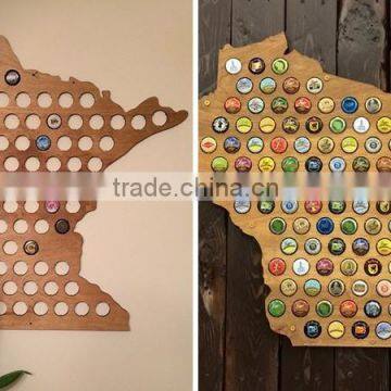 Hot Selling Beer Cap Maps Bottle Beer Soda Pop Wood Cap Organizer photo-2