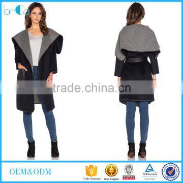 2016 Warm winter Women's Blue Milat Reversible Drape Coat LC80496-S