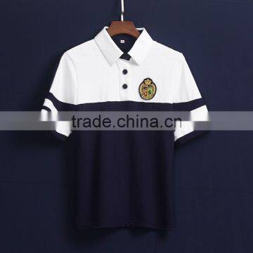 Custom White And Navy Blue Cotton School Uniform Polo Shirts photo-2