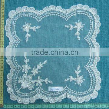 Most fashion french new design embroidery bead pearls mesh table cloth