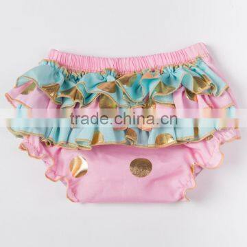 Baby Cotton Shorts Gold Polka Dot Baby Bloomer Ruffle Shorts photo-2