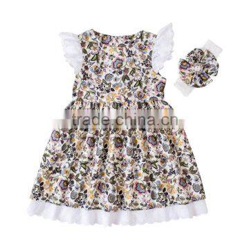 Summer Hot Sale Flower Girl Dress Boutique Baby Girl Party Dress With Matching Headband photo-4