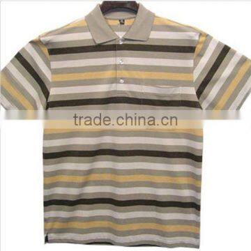 100% Cotton Men's Striped Polo Shirt