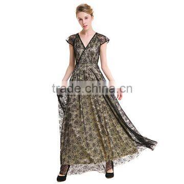 Maxnegio Sexy Black Long Lace Wrap Maxi Evening Dress for Women photo-4