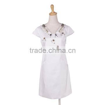 Maxnegio Ladies Design Beading Black Beading Office Causal Dress photo-5