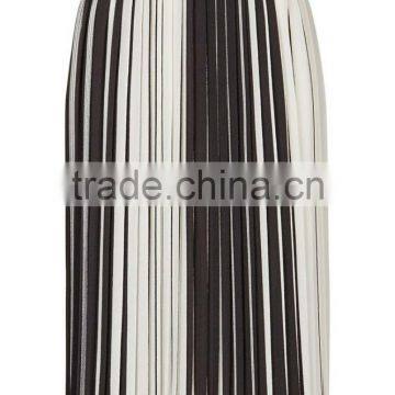 Factory Made Stripe Pleated Midi Skirts Chiffon Pleated Fashion Skirts White And Black Wholesale Skirts photo-3