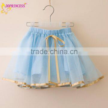 Girl Silk Trim Drawstring Short Skirts Kids Wide Out Pleated Lined Short Skirts