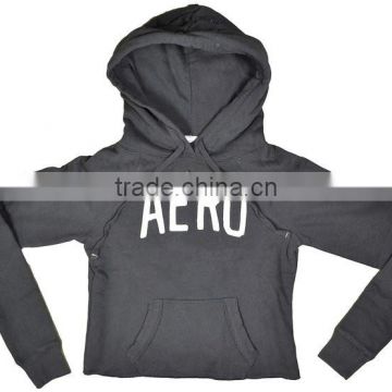 Fashion Cut Off Style Hoodie White/Black Cotton Polyester Crop Top Juniors Cropped Pullover Hoodie Custom Printed Hoodie OEM