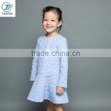 2017 Spring Girls Party Frock With Embossed Pattern Children Cotton Dresses photo-3