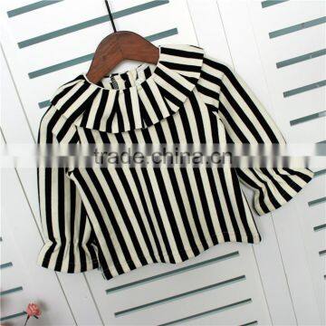 1-5 Years Wholesale 2017 New Girls Striped Shirt Autumn Long Sleeve Fashion Cotton Ruffle Girls Blouses photo-2