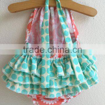 Newborn Baby Girls Sunshine Flower Peach Ruffle Bubble Baby Girl Boho Vintage Romper photo-2