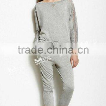 Gray knitted fashion long sleeve ladies sport t-shirt