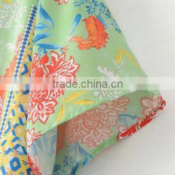 Women Summer Clothes Rinted Shivering Blue Satin Women Short Sleeve Shirt photo-5