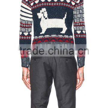 Highly Fashion Funny Design Cute Doggy Pattern Men's Jacquard Sweater photo-4