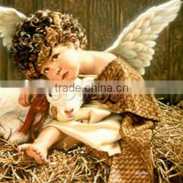 Rhinestone Multicolor Angel Goat Pattern Cotton Embroidery DIY Kit Diamond Painting