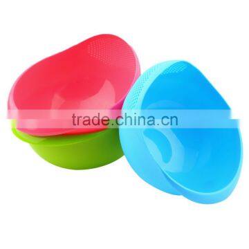 2017 New Practical Creative Fashion Plastic Wash Rice Colander Strainer Sieve Bright Kitchen Plastic Drain Vegatable Basket photo-2