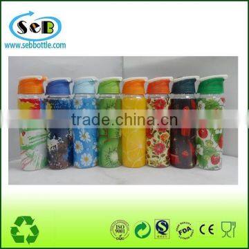 Smart Color changable glass bottle with silicone jacket , Borosilicate glass drinking bottle , glass camping bottles