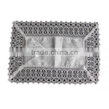 White Lace Round Rectangular Placemats and Coaster photo-2