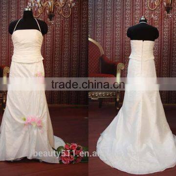 IN STOCK Halter wedding dress sleeveless flower Floor-length bridal dresses SW114