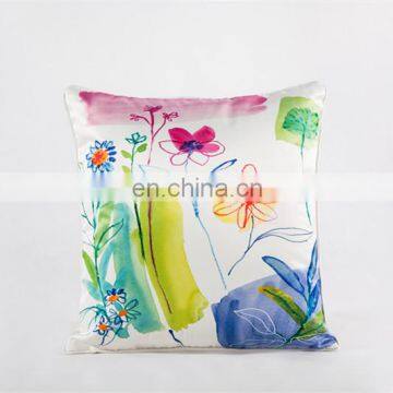Home Decor Imitated Silk Fabric Floral Print Pillow Sofa Cushion Cover photo-5