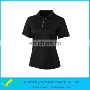 Plain Black Color Contrast Panels Customized Logo Woman's Polo Shirts