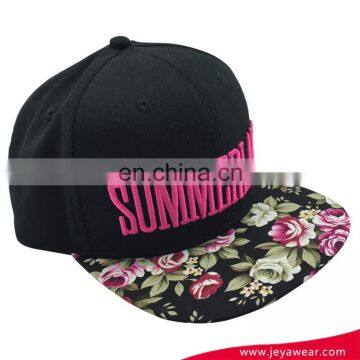 100% Acrylic Simple Snapback Cap Fashionable Floral Snapback Hat photo-3