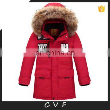 Long pattern winter fur fashion down coats jackets for children wholesale