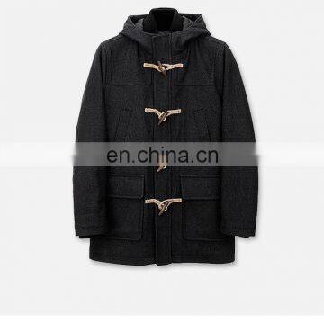 Fashion Fall Winter Lightweight Long Hooded Men's Wool Quilted Toggle Coat Camel