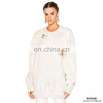 Pullover Crew Neck Destoryed Plus Oversized Knit Jumper photo-2