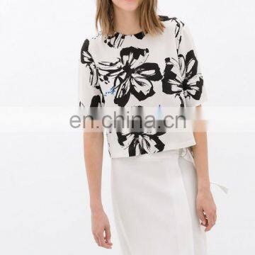 China clothing hot sell latest design short style elegant women chiffon blouses